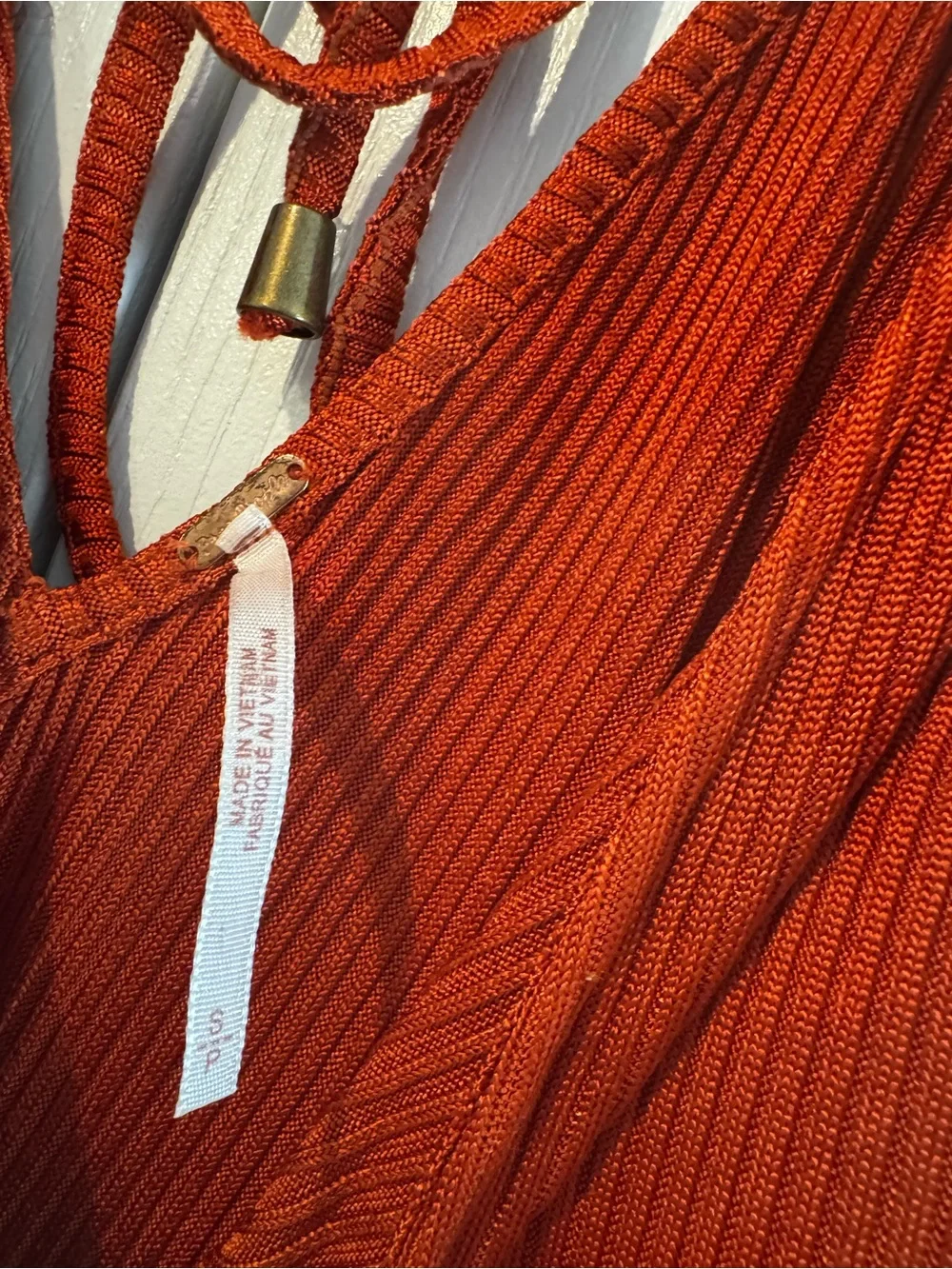 Free People Rust Ribbed Midi Skirt and Matching Tank Blouse - Size S